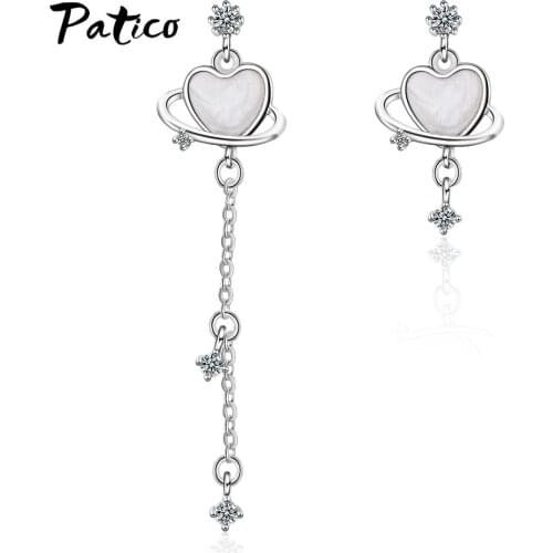 New Design Asymmetric 925 Sterling Silver Clear Cubic Zirconia Dop Earrings High Quality Piercing Eardrop Earing Jewelry