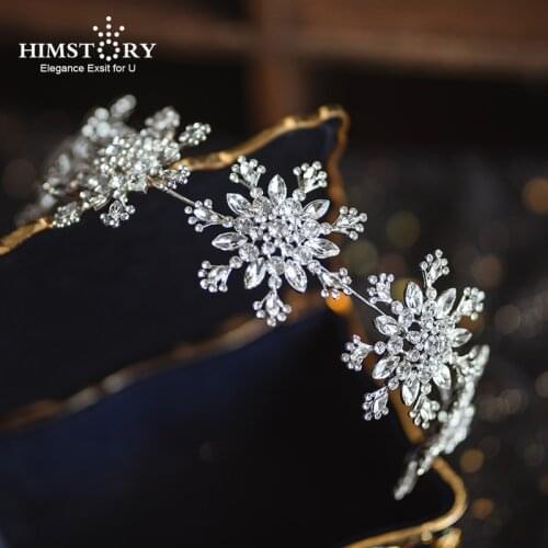 HIMSTORY Bridal Snowflake Hairband Tiara Wedding Party Prom Rhinestone Crystal Hair Accessories Jewelries