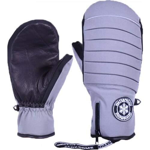 Winter used outdoor sport men long cuff snow gloves with zipper waterproof pipe ski cross snowboard gloves