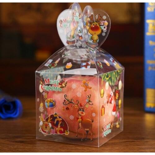 Personalised Christmas Even Clear Gift Box Xmas Printed Snowman Elk Santa Xmas Tree Treats Sweets Candy Apple Boxes favours Wrap