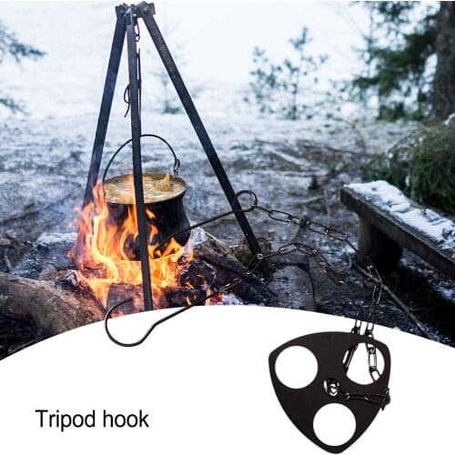 Portable Camping Tripod Board Stainless Steel Outdoor Picnic Grill Rack Camping Tripod Hanging Pot Bracket Barbecue Rack Hanger