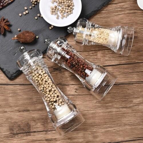 Transparent Herb Pepper Spice Grain Salt Pepper Grinder Spice Jar Containers Adjustable Kitchen Grinding Gadgets