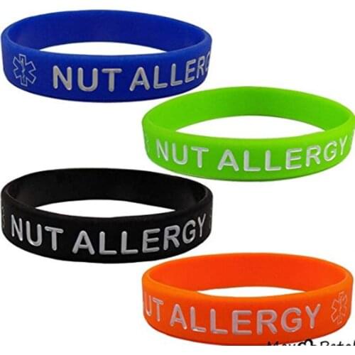 50pcs Peanut Nut Allergy wristbands I am Nut medical alert awareness silicone wristband bracelet