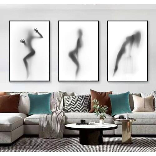 Modern Black And White Abstract Decorative Painting Character Beauty Poster And Mural Sketch Living Room Canvas Print
