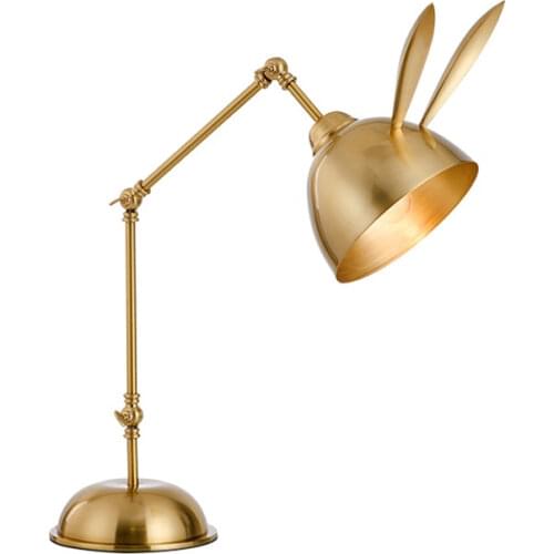 Modern Creative Rabbit Ear Copper Table Lamps Bedroom Bedside Lamp Study Book Light Girls' Room Light Fixtures E27 Art Deco
