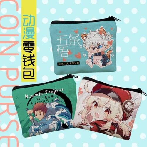Anime Demon Slayer Jujutsu Kaisen Game Genshin Impact Cosplay peripheral change packaging canvas coin key storage bag