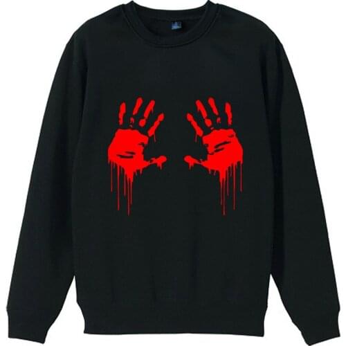 Walking Dead Zombie Bloody Hand Girl Woman Crew Neck Sweatshirt Couple Clothes Teenager Fleece Pullover ZIIART