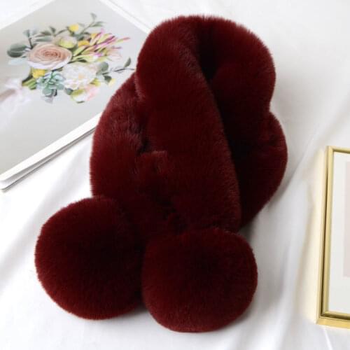 Wine Red Fashion Autumn Winter Women Lady Faux Fox Furry Plush Scarf Grass Collar Fur Scarf Korea Neck Warmer New Gift Bufanda