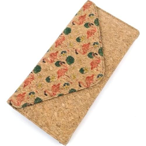 PINK FLAMINGO PATTERN CORK PURSE FOR WOMEN FASHION PRINT WOOD WALLET VINTAGE WALLET