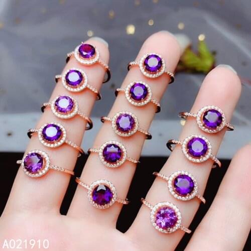 KJJEAXCMY boutique jewelry 925 sterling silver inlaid Amethyst gemstone ladies ring fashion
