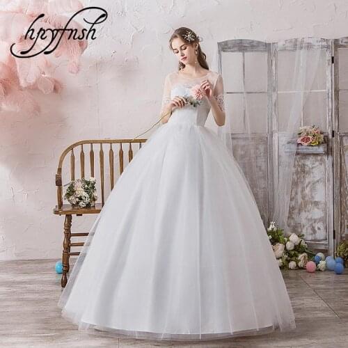 Chaep Half Sleeve O-Neck Elegant Vestidos De Novia 2020 Wedding Dresses for Bride Dress Lace Ball Gown Simple Plus Size Customer