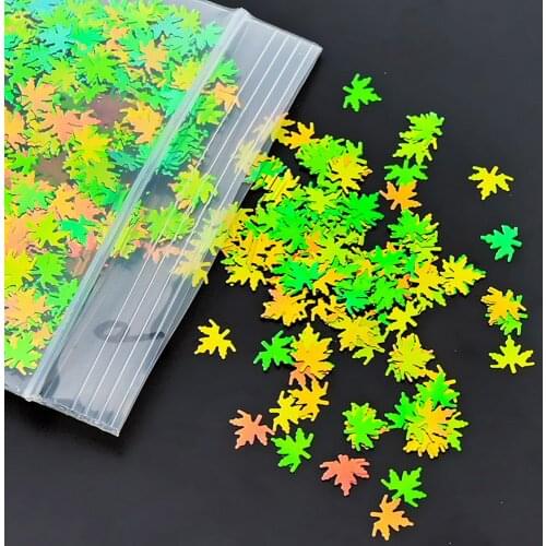 1Kg/Bag Chameleon Maple Leaves Nail Art Sequins Glitter Flakes Bulk Paillette Laser Holographic Gradient Nail Sequins Tr#072