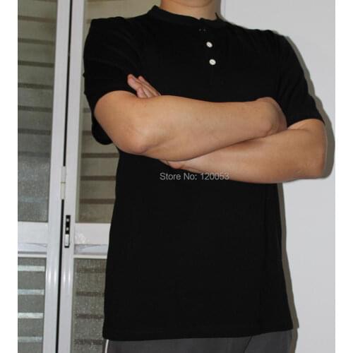 100% Australia Merino Wool Mens short Sleeve T Shirt, Merino Wool Jersey short Sleeve, Stand Collar, With Placket