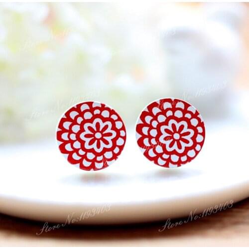 16mm Flower Round High Quality Photo Wood Laser Cut Cabochon to make Rings, Earrings, Bobby pin,Necklaces, Bracelets-(WEH-32)