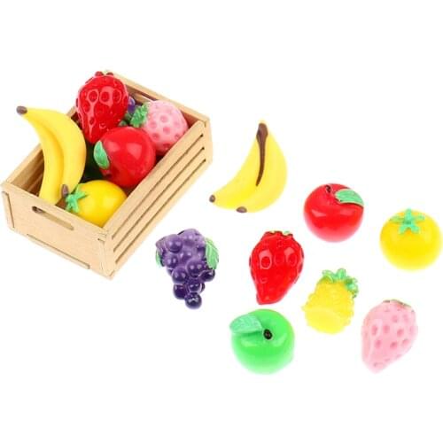 6Pcs/Lot 1:12 Scale Dollhouse Fruit Food Vegetables Miniature Mini Strawberry Tomato For Kitchen Children Toys