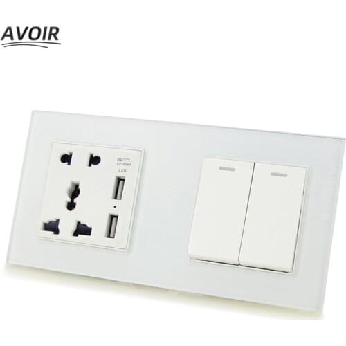 Atlectric Universal Power Socket Dual USB Charging Port 1 2 3 4 Gang ON/OFF Light Switch Lamp Light Double Wall Outlet