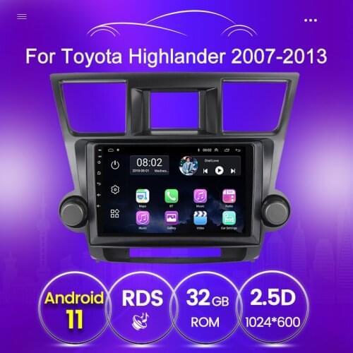 Android 11 Car Radio For Toyota Highlander 2 XU40 2007-2013 GPS Multimedia Stereo Auto Player Support Carplay RDS BT 2din No DVD