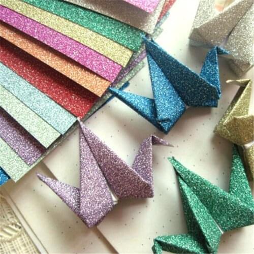 12 Sheets Glitter Origami Paper Gold Powder Sheet Material Glitter Bright Sponge Paper Kindergarten Handmade Square Sheets