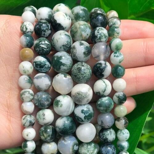 4/ 6/8/10/12mm Natural Tree Dendritic Agates Gem Round Beads Charms DIY Handmade Jewelry Making Loose Stone Beads 15inch