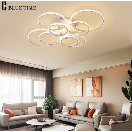 Black White LED Ceiling Light For Living Room Dining Room Bedroom Kitchen Circle Rings Chandelier Home Lighting Fixtures Ceiling