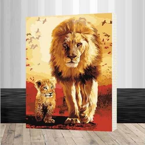 DIY Oil Painting Frame The Lion Animal By Numbers Kits Coloring On Canvas Drawing Home Artwork Wall Art Pictu