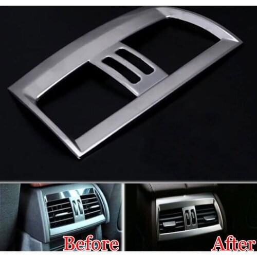 For X5 F15 X6 F16 2014 15 Armrest Box Rear Air Conditioning A/C Vent Outlet Frame Cover Trim Silver Interior Car Styling Sticker
