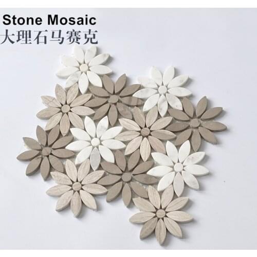 European Modern Matt Natural Stone Carrara White Grey Wood Flower Marble Mosaic Tile,Bathroom fireplace wall floor tiles