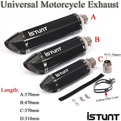 570mm 470mm Motorcycle Exhaust Escape Modified Universal Muffler DB Killer For CBR500 Ninja 300 R6 ATV Dirt Bike TMAX 530 NVX155