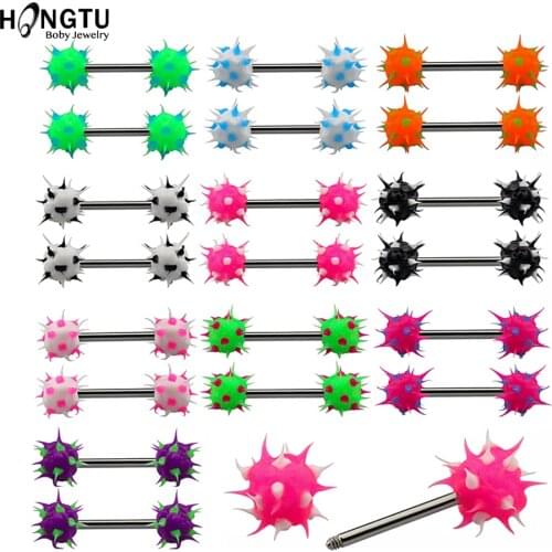 HONGTU 20pcs/lot 14G Soft Silicone Nipple Piercing Bar Rings Tongue Ring Sexy Body Piercing Jewelry for Women Mixed 10 Colors