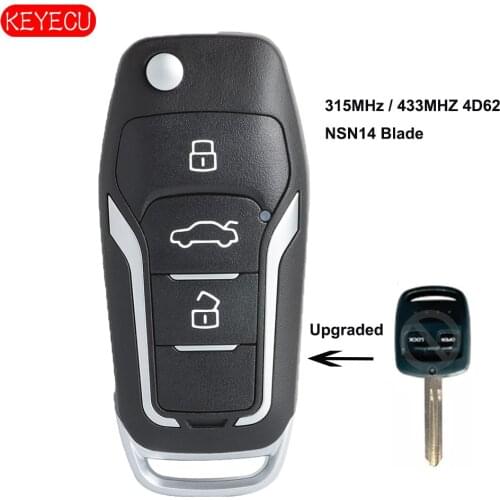Keyecu Upgraded Flip Remote Key 315/433MHZ 4D62 Chip for Subaru Forester Liberty Outback Impreza NSN14 Uncut Blade