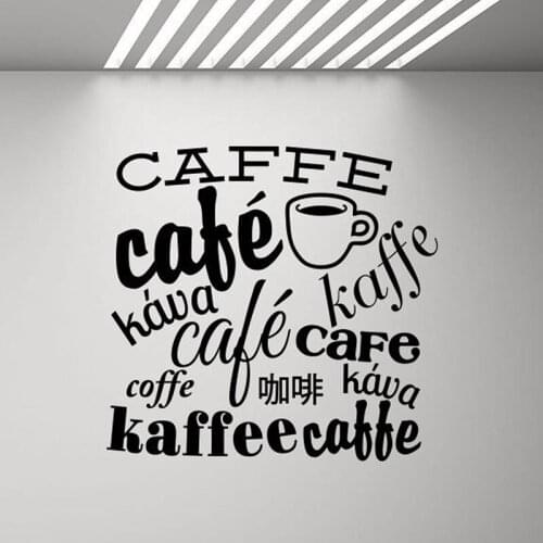 Coffee Wall Decal Kitchen Poster Coffee In Different Languages Office Decals Vinyl Sticker Cafe Wall Art Decoration P528