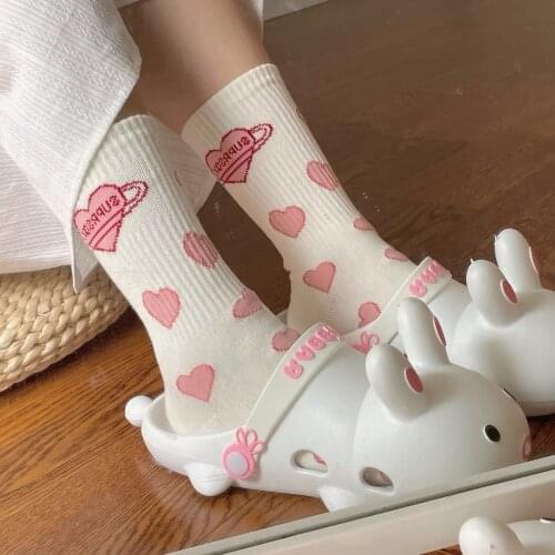 Korean Socks Summer Female Korean Version of The Tube Ins Tide Love Japanese Cute Student White Jk Socks Red Long Cotton Socks