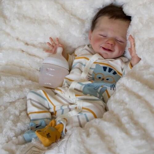 22inches Reborn Doll Kit Sleeping April Smiling Baby Soft Touch Unfinished Doll Parts DIY Toys Drop Shipping