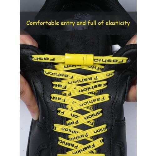 Magnetic Shoelaces Elastic No tie Shoe laces for Sneakers 2021 Fashion Letter Lazy Shoelace Lock One Size Fits All Kids & Adult