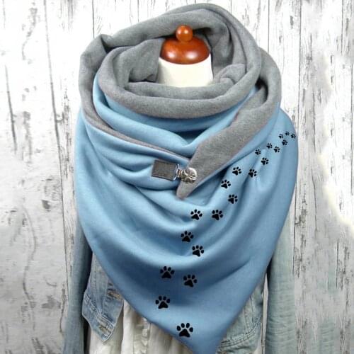 Fashion Women Print Scarf Female Button Retro Multi-purpose Shawl Scarf Winter Warm Wraps Casual All-match Femme Scarves Shawls