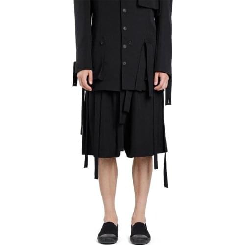 Mens summer short sleeve casual loose Capris Japanese high count Shorts Large Size trendy mens versatile