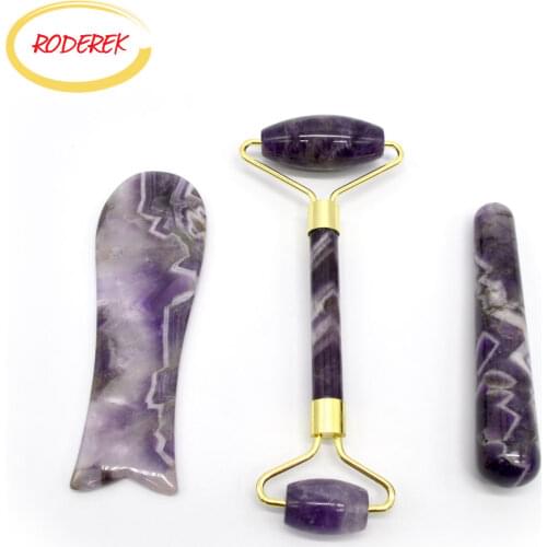 Natural Jade Roller Amethyst Roller Facial Guasha Stone Massage Skincare Device For Health Products
