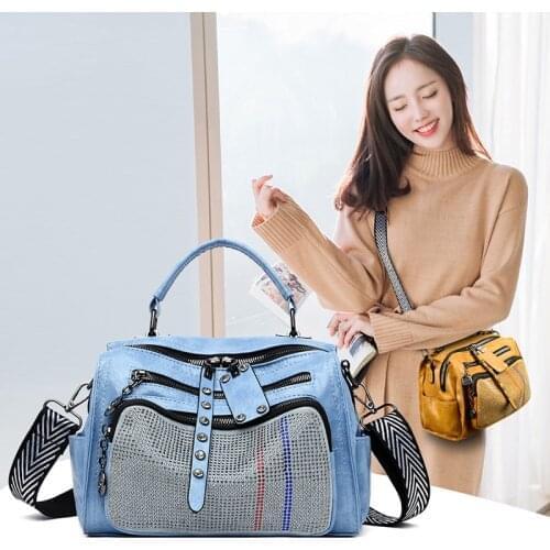 2021 New Pu Women Leather Shoulder Tote Bag Fashion Female Large Leisure Nubuck Casual Handbag Travelling Top handle Bags