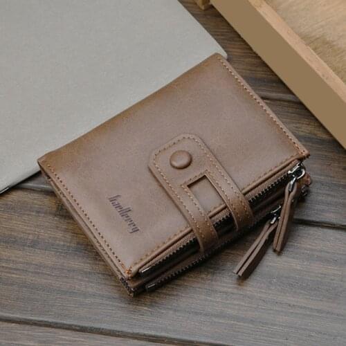 2021 New Short Men High Quality Wallets Multi-Functional Wallet More Than Double Zipper Solid Color Large Capacity Wallet