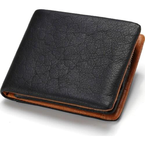 New Leather Short Wallet Multifunctional First Layer Cowhide Mens Medium Coin Purse Fashion Long Storage Bag