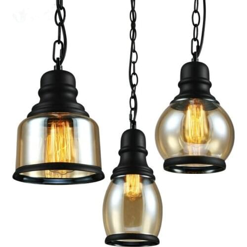 Nordic Country Simple Loft Lamps Living Room Restaurant Bar Clothing Store Industrial Style Retro Glass Pendant Lamps
