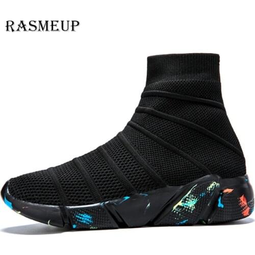 RASMEUP Street Womens Sock Sneakers 2019 Summer Flat Women Breathable Shoes Fashion Woman Comfortable Trainers Lady Footwear