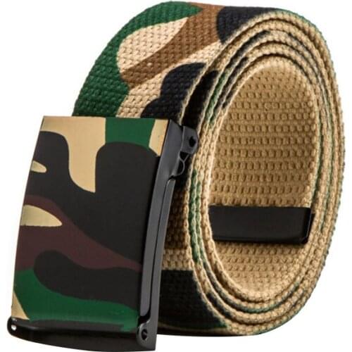 New Camouflage printing Hip-hop graffiti Korean version of the trend Casual belts Male and female couple canvas belt 110 cm