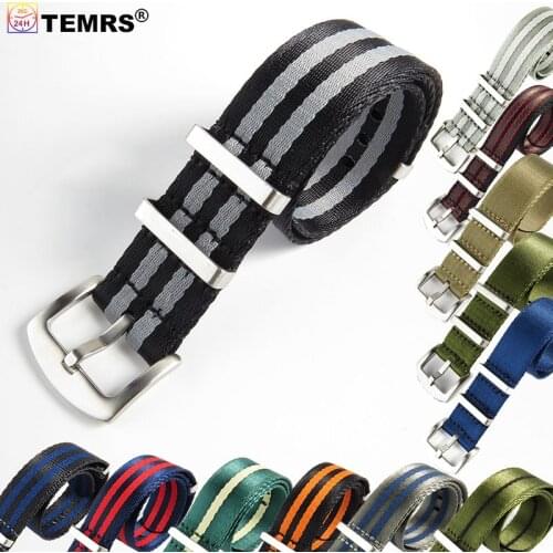 Seatbelt Nylon Nato Watch Strap Band 20mm 22mm Premium Striped Sport Watchband Belt Woven Fabric Wristwatch Bracelet Accessories