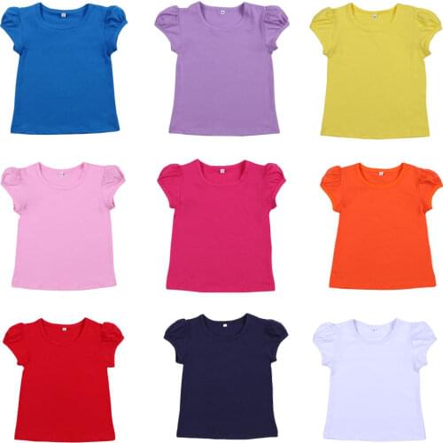 Toddler Girls shirts Summer short Cap sleeve Blank cotton boutique t-shirts kids clothing tops for little girl 2 Years Clothes