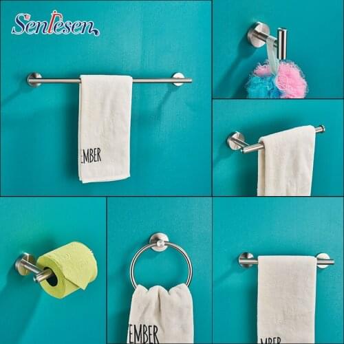 Senlesen Towel Bar Bathroom Set Stainless Steel Wall Mount Towel Rack Bathroom Hardware Hanging Rack Toilet Shelf Set