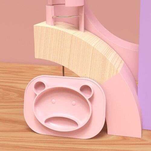 Cartoon Bear Silicone Tableware Plate Anti-fall Solid Food Sucker Self Feeding for Baby Kids Children Microwave Creative Gift