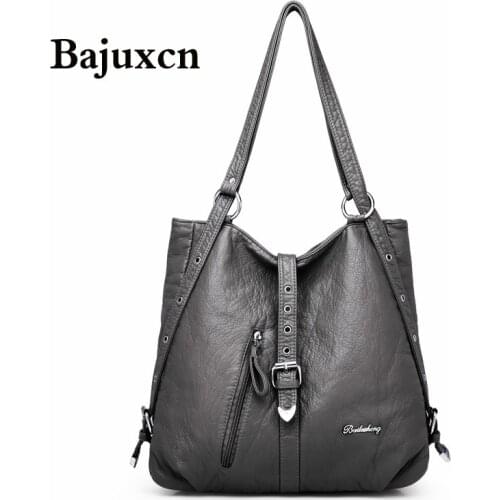 2020 Women Leather Handbags Soft Large Capacity Casual Tote Bag High Quality Female Leather Shoulder Bag Female Sac New