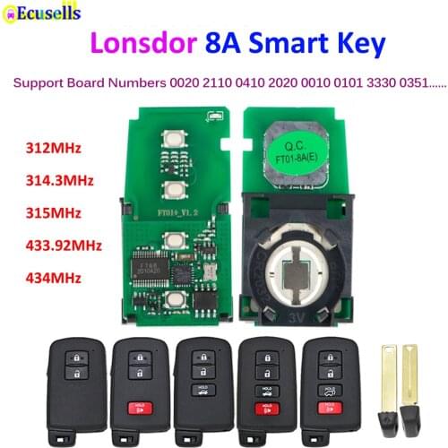 Lonsdor 8A Universal Smart Key for K518 and KH100 for Toyota Camry Levin Corolla C-HR Alphard RAV4 Highlander Land Cruiser