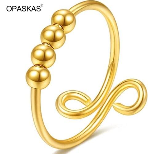 Rotating Ring Anti-Stress Anxiety Bead Single Circle Rotatable Ball Decompression Opening Female Ring PT